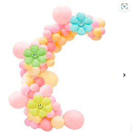 Arco de globos orgánico colores con flor pequeña 82pcs