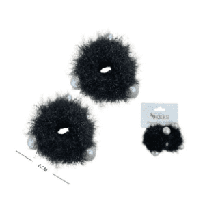 coletas de peluche con perlas 2pcs