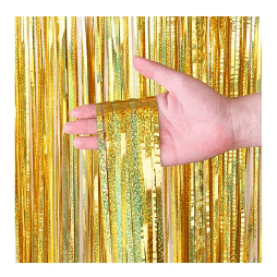 Cortinas metalicas oro holografico