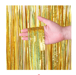 Cortinas metalicas oro holografico