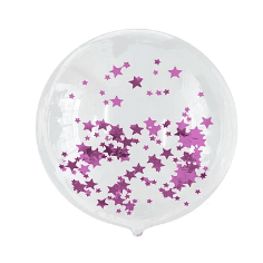 Globo burbuja confeti estrella color morado 45cm