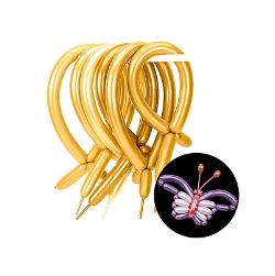 Globos largos cromados color dorado 20pcs
