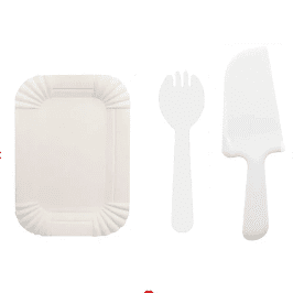 Juego de platos y cubiertos de cumpleaños 13pcs blanco