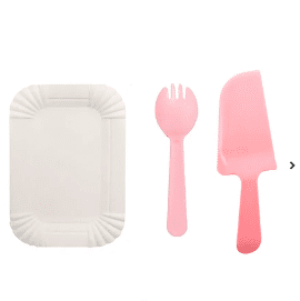 Juego de platos y cubiertos de cumpleaños 13pcs rosado