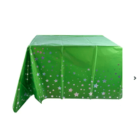 Mantel verde tornasol con estrellas