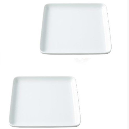 Plato blanco bajo cuadrado