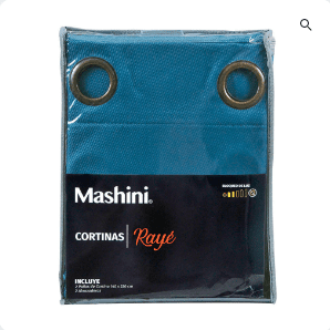 Set Cortinas Argolla 2 paños Raye Azul