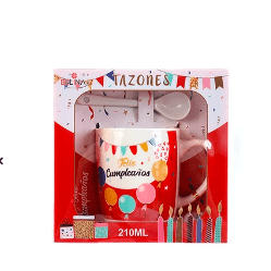 Taza de Cerámica Feliz Cumpleaños Rojo