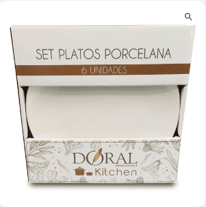 Vajilla Set 6 Platos Base Porcelana
