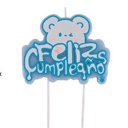 Vela feliz cumpleños bebe oso celeste 1pcs